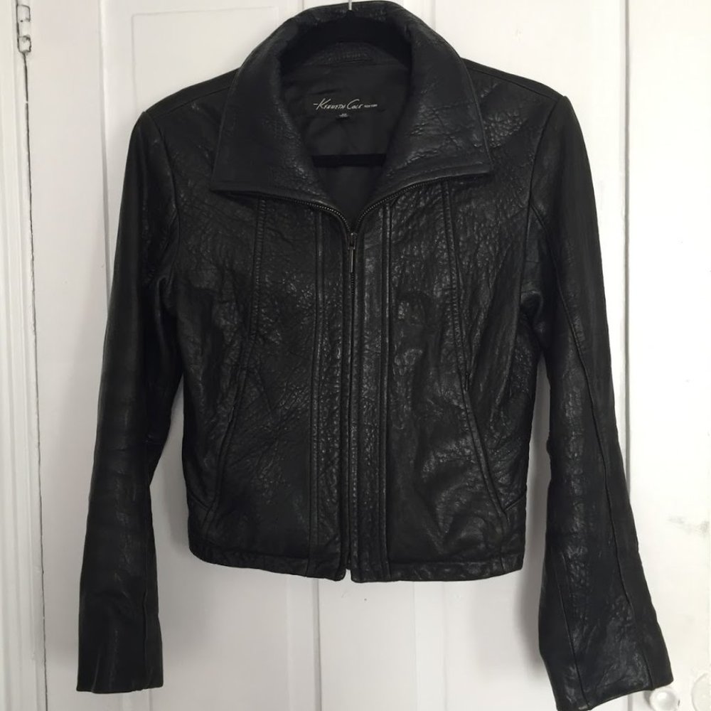 Black leather Kenneth Cole Moto Jacket - xs